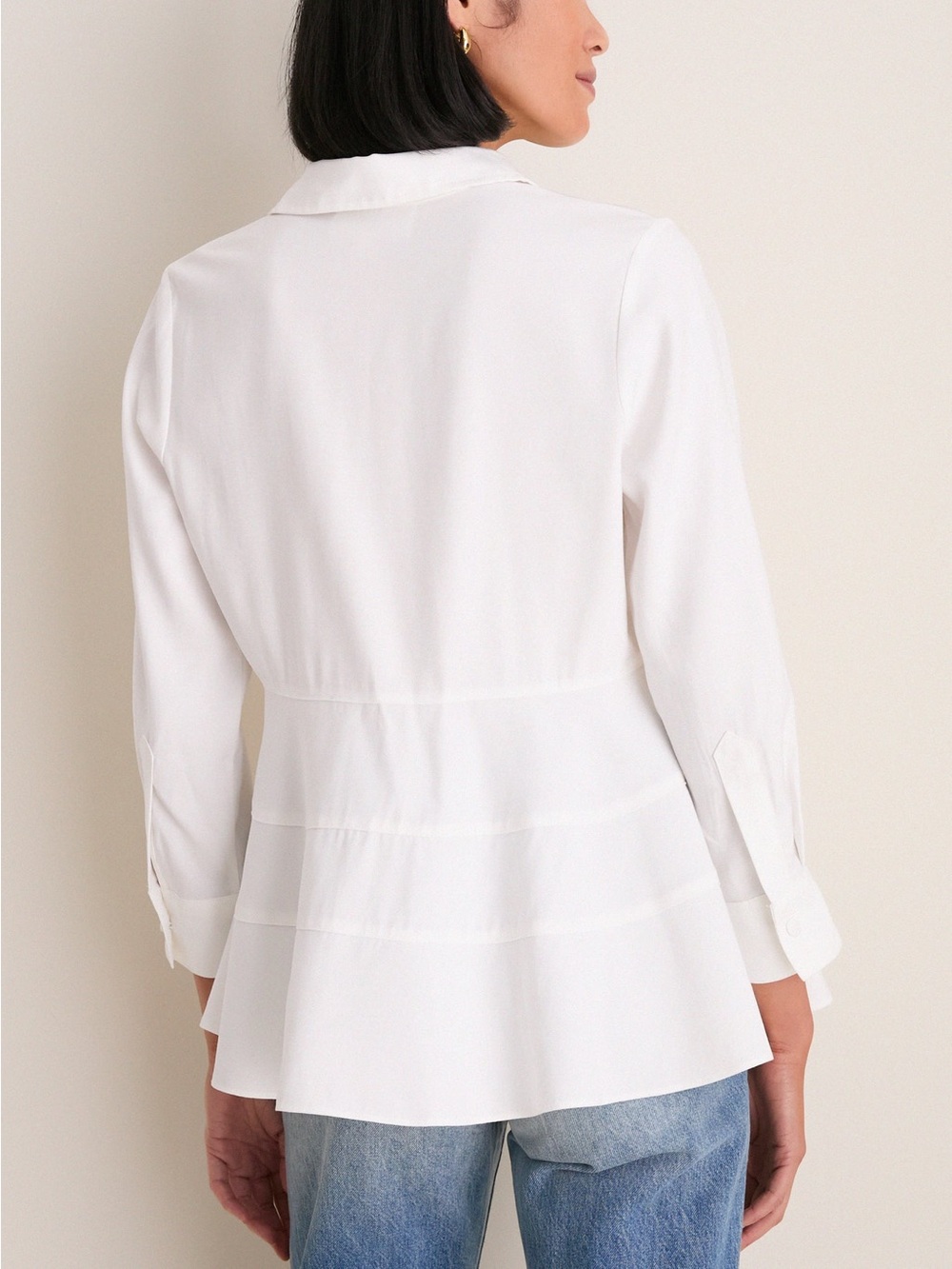 Tuckernuck White Button-Front Peplum Blouse NWT - Picture 6 of 7
